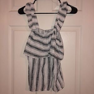 Blouse with horizontal and vertical stripes